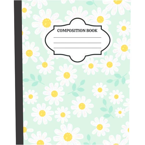 Sam Hak Green Composition Notebook Wide Ruled 100 Count: Aesthetic Notebook forTeen Girls and Boys, Back To School Gift For Students