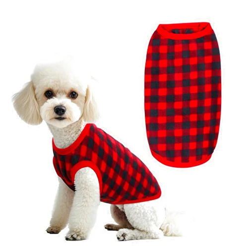 Topbuti Dog Fleece Sweater for Small Dogs Christmas Buffalo Plaid Pet Clothing Warm Soft Dog Winter Clothes Pet Pullover Jumper for Small Cats Puppy (Medium, Plaid)