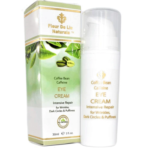 Fleur De Lis Naturals Coffee Bean Caffeine Anti Aging Eye Cream for Dark Circles, Eye Bags, Fine Lines, Puffiness. Best Anti Aging Eye Cream Moisturizer for Wrinkles, Crows feet, Puffy Eyes