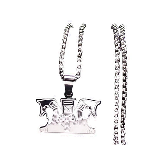 KIEUUPLOAD New 2024 Iran Statue Of Double-Headed Griffin Stainless Steel Necklaces Persian Empire Necklace Jewelry Pendentif Fashion Accessories Creative Gift