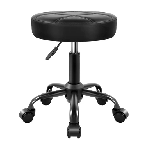 KKTONER Rolling Stool Chair PU Leather Height Adjustable Round Stool with Wheels Chair for Salon Spa Drafting Small (Black)
