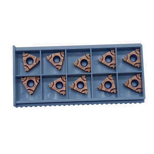 Zouzmin 10pcs Lathe Threading Inserts 16ER External Threading Insert Carbide Inserts for External Thread/Internal Thread Turning Tool Holders for for Stainless Steel and Iron (16ERM 14 BSPT (Bronze))