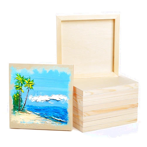 Yarlung 10 Pack Unfinished Wood Panels, 8 x 8 Inches Birch Wooden Cradled Painting Panel Canvas Boards for Watercolor, Arts and DIY Crafts, Easel Display, Use with Oils, Acrylics