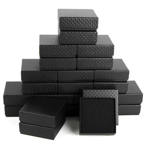 IDIDG Cardboard Jewelry Gift Boxes, 50 Pack 3.5x3.5x1 Inch, Bulk Jewelry Packaging Small Jewelry Box with Lids for Necklace Ring Bracelet Earring(Black)