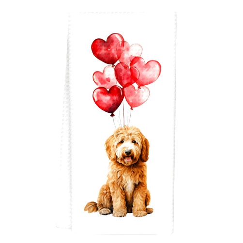 OINDADE Goldendoodle Gifts Dog Kitchen Towels, Valentines Gifts for Goldendoodle Dog Lovers Hand Towels, Balloon Golden Doodle Dish Towel Tea Towels for Kitchen, Dogs Bathroom Decor, 16x24In