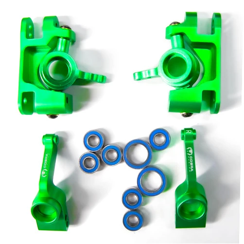 Cobra Racing Aluminum Green Knuckles Set (Complete) for 4x4 Slash, RUSTLER, Stampede, HOSS - Steering Knuckles, Steering Blocks and Rear Axle Carriers