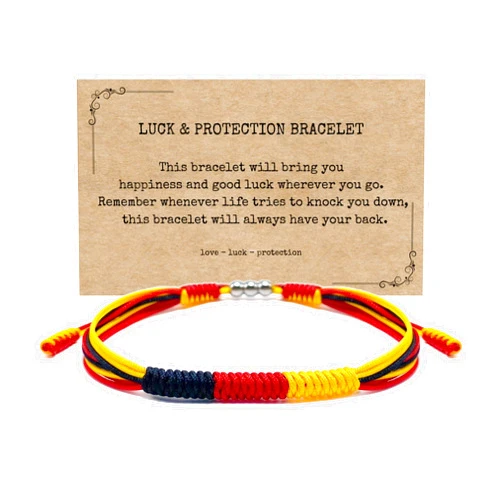 LAMIBEE Germany Flag Bracelet, German Bracelet, Lucky Protection Wrist Wrap Bracelet, Amulet and Boho Style Rope Bracelet for Women, Men, Surfer String Thread (Germany)