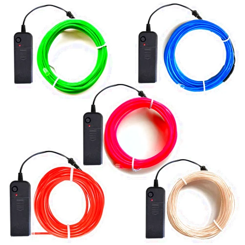 Dobestyou El Wire 5pack,16.4ft neon Light Flash Electroluminescence,(Red, Blue, Green,Pink,White),Used for DIY Design Various Holiday Party Decoration