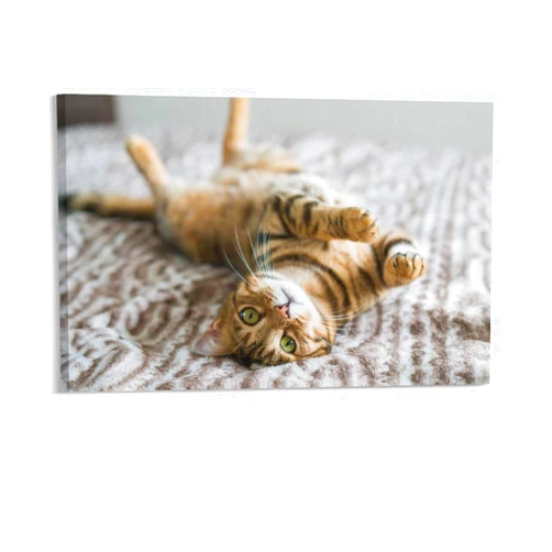 RCCER Cute Bengal Cat Canvas Poster Bedroom Decor Sports Landscape Office Room Decor Gift,Canvas Poster Wall Art Decor Print Picture Paintings for Living Room Bedroom Decoration 16x24inch(40x60cm)