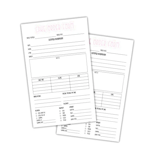Lashicorn Cake Order Form 50pk 8.5x5.5” Bakery Care Instructions Sheet Client Storage Warning Label Ingredients Flier Piping Tips Pay