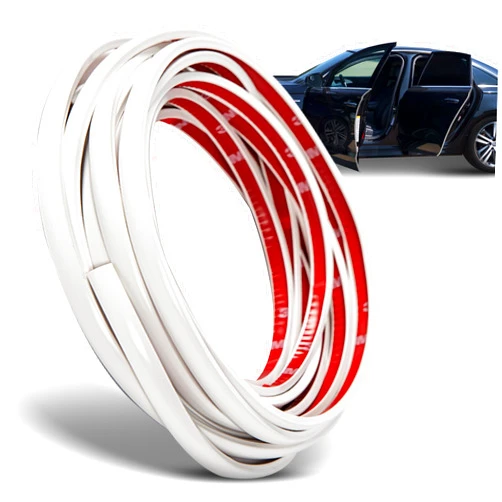 TRUE LINE Automotive White Car Door Edge Guards - 6 FT Universal Fitting, Ultra-Durable Rubber Door Edge Guard with 3M Adhesive, Scratch Protection