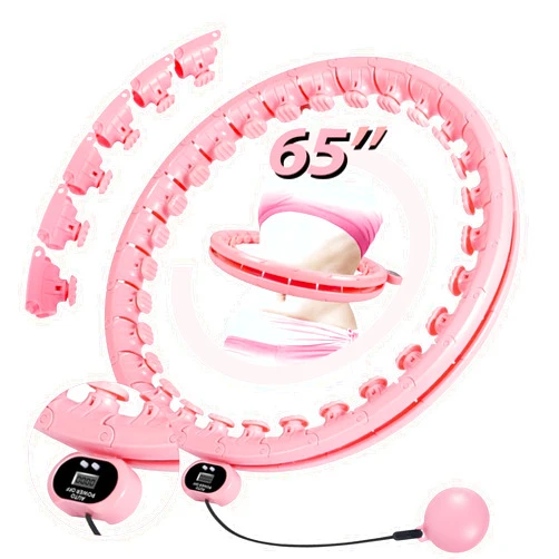 Humixx Infinity Hoop for Adult Weight Loss, 2 in 1 Smart Fitness Hoop with Counter & Detachable Knots, Weighted Exercise Fit Hoop Suitable for Women and Kids, Pink
