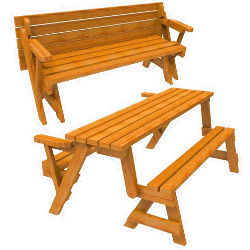 WoodworkersWorkshop Woodworking Plan to Build a Convertible Folding Bench/Picnic Table (Not a RTA Wood Kit)