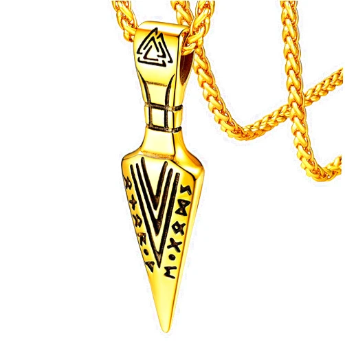 FaithHeart Viking Necklace for Men Studry Stainless Steel Norse Mythology Jewelry Viking Spear/Odin Amulet Pendant Necklace