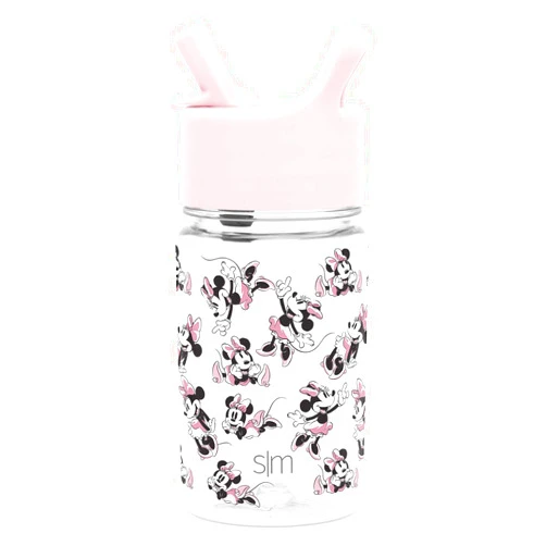 Simple Modern Disney Minnie Mouse Kids Water Bottle Plastic BPA-Free Tritan Cup with Leak Proof Straw Lid | Reusable and Durable for Toddlers, Girls | Summit Collection | 12oz, Minnie Mouse Retro
