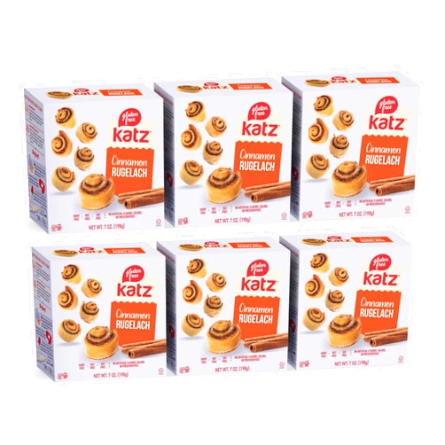 Katz Gluten Free Cinnamon Rugelach Mini Glazed Cinnamon Buns | Gluten Free, Dairy Free, Soy Free, Nut Free | Kosher (6 Pack of 8 Rugelach, 7 Ounce)
