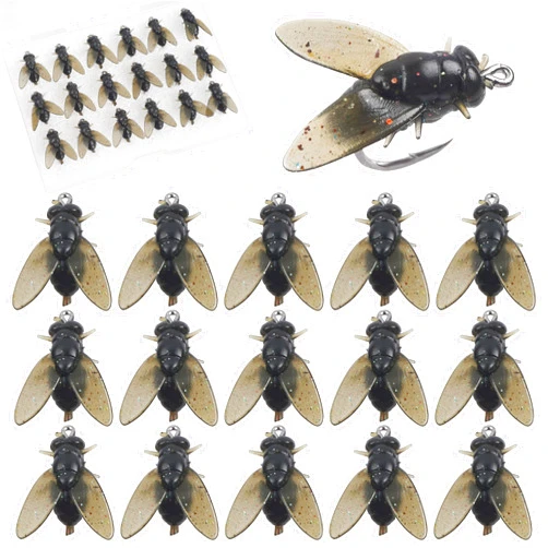 JSHANMEI Bionic Fly Fishing Bait, Flies Fishing Lures Kit Trout Jigs Swimbaits Dry Flies Fly Fishing Lures Fish Attractant Fly Fishing Hook for Saltwater Freshwater Bass Panfish 15mm