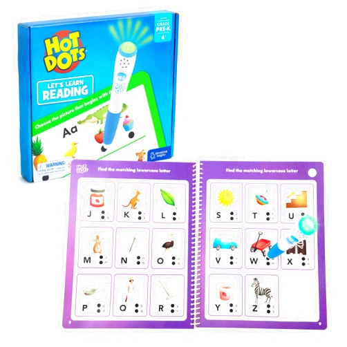 Educational Insights Hot Dots Let's Learn Pre-K Reading - Learn to Read Preschool Workbook with Interactive Pen, Kids Travel Activity, Ages 3+