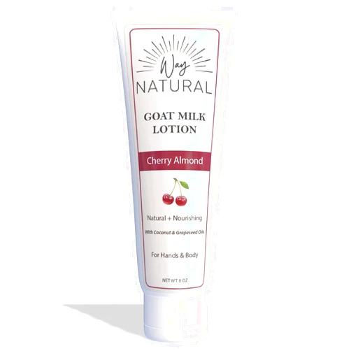 Way Natural Goat Milk Lotion, Cherry Almond (8oz) - Natural, Body/Hand - Goat Milk Hand Cream for Women and Men - Creamy, Dry Skin Relief - Cherry Almond Lotion