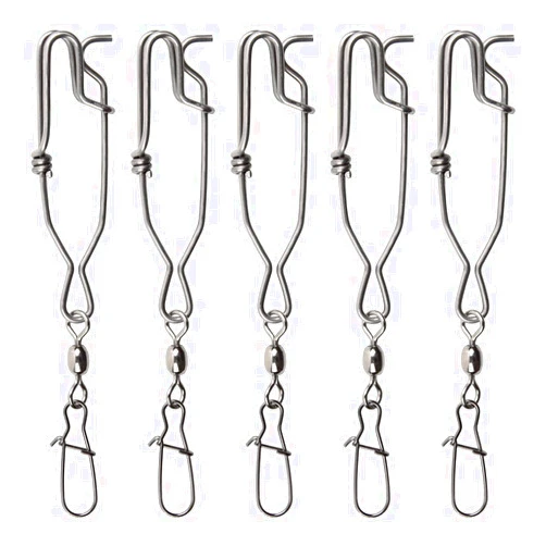 OROOTL Longline Fishing Snap Clip, 5pcs Floatline Tuna Clips with Duo Lock Snap Rolling Swivel Easy On/Off Stainless Steel Fishing Snap Clip for Floats Sharking Tuna Crabbing Shrimping Fishing