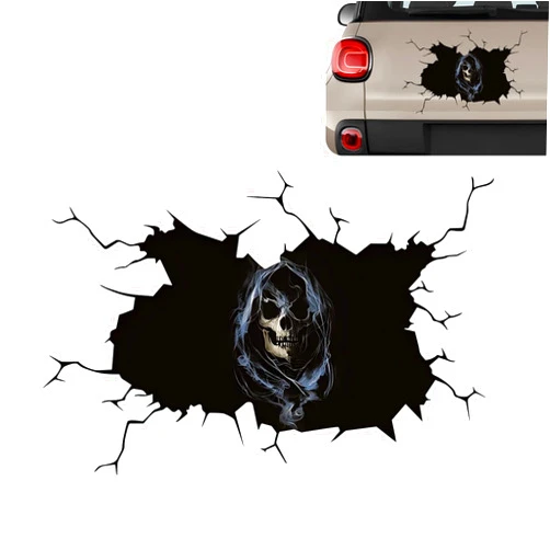 Yumfugu Pack-1 Halloween Car Decal, Skull Sticker Car Decals, Rear Windshield Car Sticker, Skull Window Decal for Car Truck Window Windshield Door Trunk Wall (Black #2617)