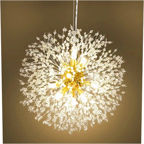 Qamra Modern Crystal Gold Chandeliers, Firework Dandelion Sputnik Chandelier Light Fixture Pendant Lighting for Dining Room, Bedroom, Kitchen, Living Room(12-Light, Gold)