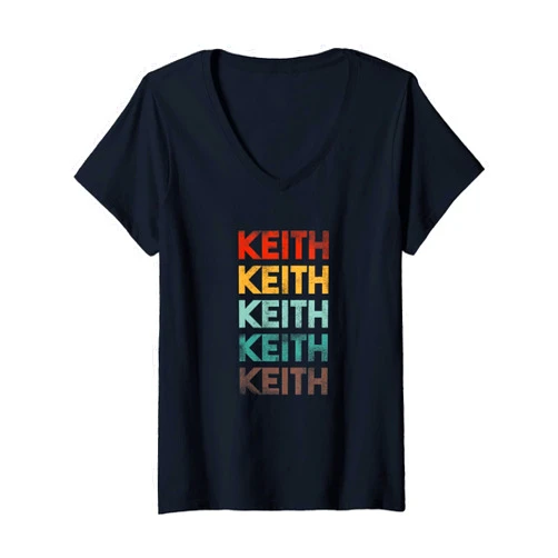 Keith Merch Womens First Name Keith Retro 80s Style V-Neck T-Shirt