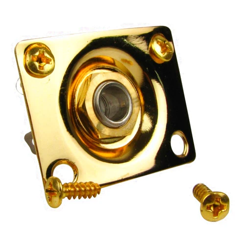 Dinatone Gold Rectangle Input Output Jack Plate for Electric Guitar Telecaster Ibanez