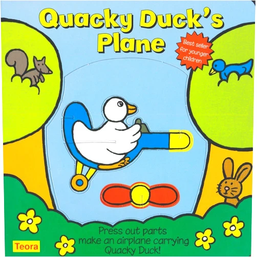 By Teora USA (Author), Gerald Hawksley (Illustrator) Quacky Duck's Plane: Press Out Parts Make an Airplane Carrying Quacky Duck! (Toddler Make and Play)
