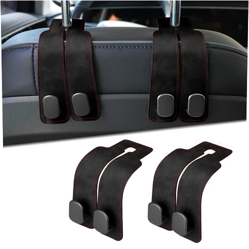 Dworvdr 2 Pcs Car Seat Headrest Hook， Auto Seat Hook Hangers Storage Organizer Interior Accessories for Purse Coats Umbrellas Grocery Bags Handbag, Black
