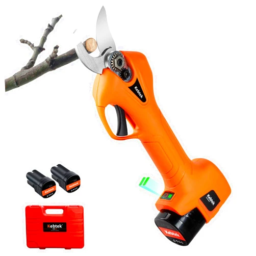 Kebtek Pruning Shear Battery Powered, Kebtek Cordless Portable Electric Pruner with 2Pack 2Ah Rechargable Batteries -16.8V 25MM(0.98Inch) Cutting Diameter
