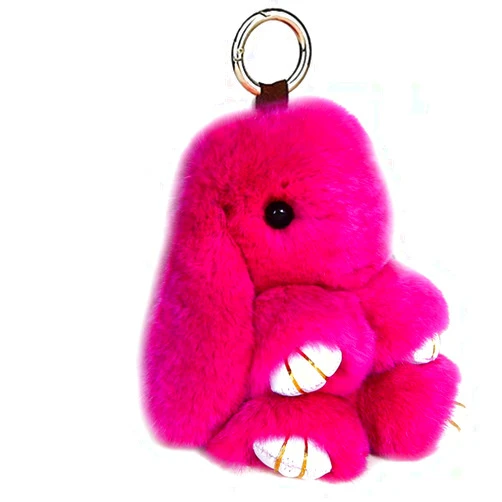 LvBo Bunny Fur Rex Rabbit Pompom Ball Doll Pendant Keychain Car Handbag Keyring