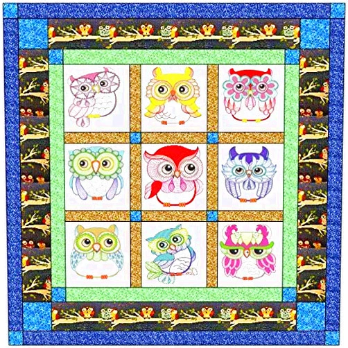Material Maven Quilt Kit Hoot Hoot, Owl Ready to Sew/Finished Embroidery