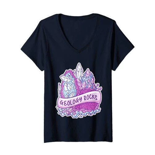 Geologist, Geology, Geoscientist, rockhounding Pun Womens Geology rocks - Funny Geologist Mineral Collector pun V-Neck T-Shirt