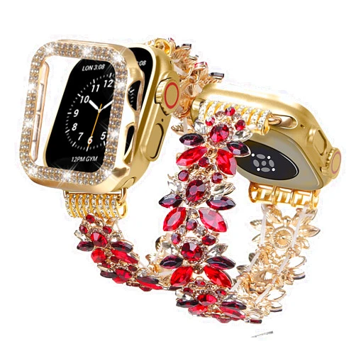 VIIVY VIYIV Bling Band and Case Compatible with Apple Watch Ultra 2/Ultra Band 49mm 45mm 44mm 42mm 41mm 40mm 38mm, Women Dressy Diamond Link Bracelet with Rhinestone Bumper Cover for iWatch SE 2/SE Series 9/8/7/6/5/4/3/2/1