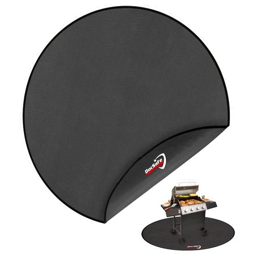 DocSafe 60 x 60 inches Round Under Grill Mat,Large 4 Layers Fire Pit Mat,Fireproof Mat Heat Insulated Protector for Deck,Patio,Grass,Smoker,BBQ,Reusable Oil-Proof and Waterproof Indoor Fireplace Pad