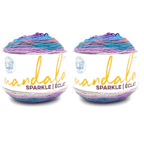 Lion Brand Yarn Mandala Sparkle, Multicolor Yarn for Knitting, Crochet and Crafting, Pyxis, 2 Pack