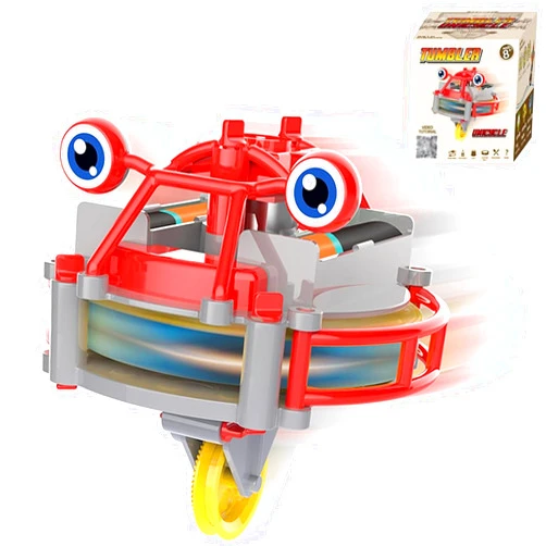 VEEBASY FiNovelty Tightrope Walking Tumbler Unicycle Toy, Gyroscopic Toy Unicycle Tightrope, Tightrope Walker Anti Gravity Balance Robot, Two Modes Gyro/Balance (Red Without Battery)