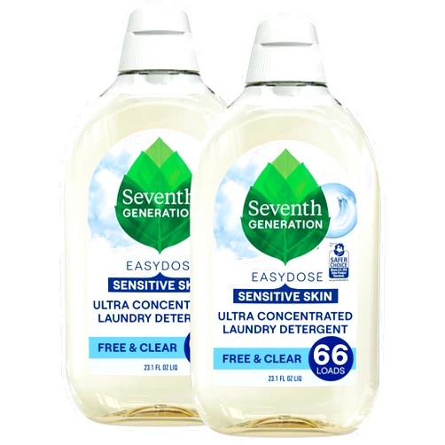 Seventh Generation Laundry Detergent, Ultra Concentrated EasyDose, Free & Clear, 23.1 Fl Oz (Pack of 2) (Packaging May Vary)