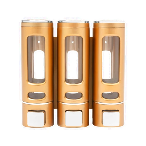 MELONGKAYLON 3-in-1 Shower soap Dispenser, 3x400ml Shampoo and Conditioner Dispenser, Shower Separator 3 Chamber, Shampoo Box Lotion Shower Gel Container Dispenser for Toilet Bathroom Hotel (Gold)