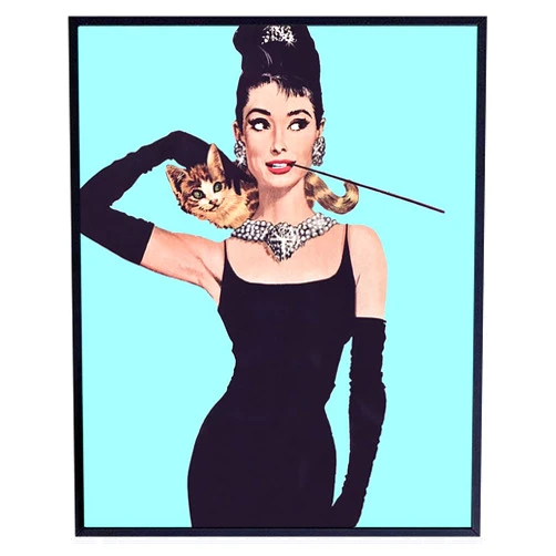 YELLOWBIRD ART & DESIGN Blue Audrey Hepburn Wall Art - Audrey Hepburn Poster - Glam Wall Artwork - Vintage Movie Poster - Unframed Hollywood Movie - Pop Art Decor - Gift for Women, Her, Wife, Woman 8x10
