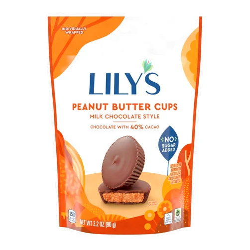 LILY'S Milk Chocolate Style No Sugar Added Peanut Butter Cups, Sweets Bags, 3.2 oz (3 Count)