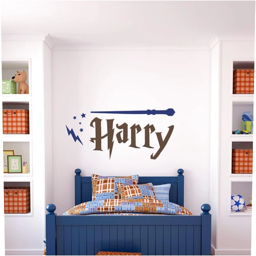WallTag Wizard Name Wall Decal - Custom Name Wall Decal - Boys Name Decal - Personalized Name Wall Decal Nursery Decal - Boys Room Decal - Wand Decal