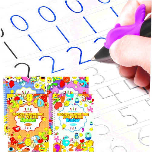 QianShouYan Large Size Magic Practice Copybook, Reusable Handwriting Practice Book, for Preschool Kids Age 3-8 ​Calligraphy (4 Books with Pens)