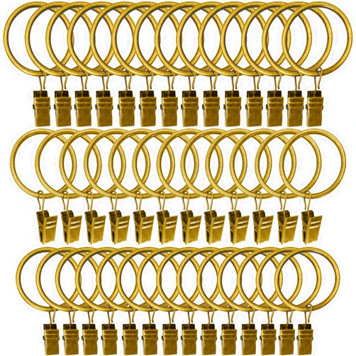 AMZSEVEN 40 Pack Metal Curtain Rings , Drapery Clips Hooks, Decorative Curtain Rod Clips Hangers 1.5 Inch Interior Diameter Eyelets, Rustproof Antique Bronze