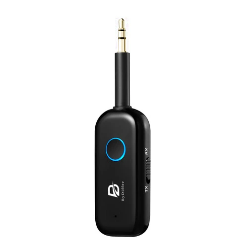 BYDIFFER Bluetooth 5.2 Audio Transmitter Receiver for TV to 2 Headphones, ByDiffer Wireless Dual Link 3.5mm Jack AptX Low Latency Aux Bluetooth Adapter for Car, Airplane, Gym, PC (Black)