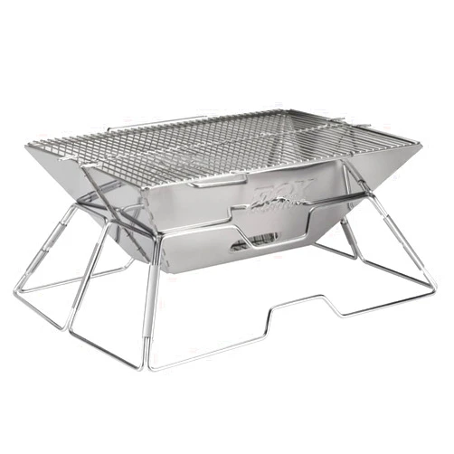 Fox Outfitters Quick Grill Large: Portable Camping Charcoal Grill with Carrying Bag for Backpacking / 304 Stainless Steel Grill/Outdoor Stove Burner/Hiking Travel Picnic BBQ