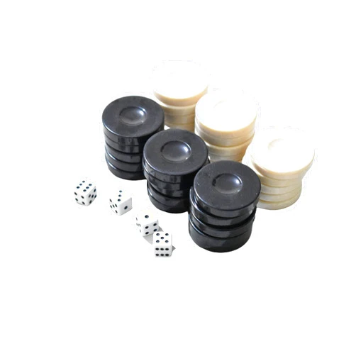 Generic 30 Pieces Backgammon Checkers 1.4 Inch Replacement Set Checker Board Games Playing Game Chips with 4 Dice, Black and Ivory (1.4 inch)