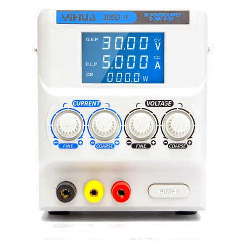 YIHUA 305D-IV Regulated Variable DC Lab Power Supply 0-5A 0-30V Low Noise Bench Switch Mode Power Supply with Alligator Clips, High Precision for R&D, Labs, Laptops, Phone Repair & Electronic DIY