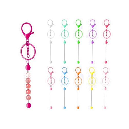 LVNERBIN 11 PCS Beadable Keychains Bars Diy Multicolor Blank Beadable Keychains Bulk, Keychain Bars Suitable for Bead Keychain, Beaded Keychain Making Kit for DIY Gift